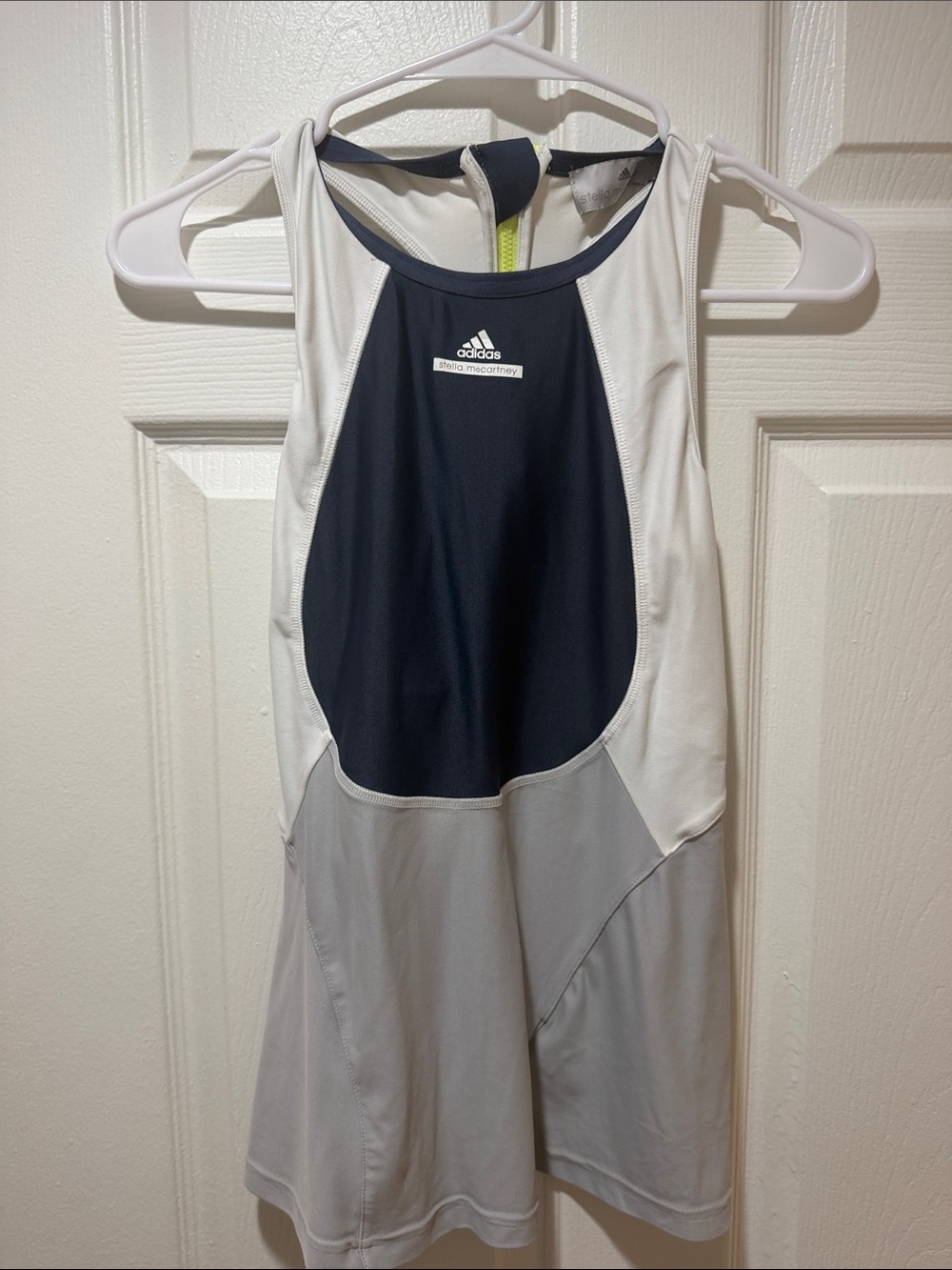 adidas Colorblocked Racerback Tennis Tank in Navy, White & Light Gray